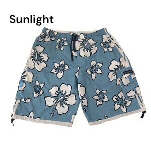 Pacific & Co. Blue Hibiscus Floral Mens Swim Trunks XXXXL Polyester